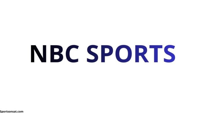 NBC Sports logo showing football and soccer coverage on TV, satellite broadcast, and live sports streaming