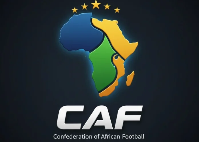 Map of Africa with CAF logo representing football organizational challenges and financial penalties